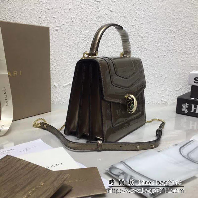 BVLGARI寶格麗 專櫃新款 蛇頭扣環 漆皮手提肩背斜挎包 可拆卸肩帶 38329 FYD1395